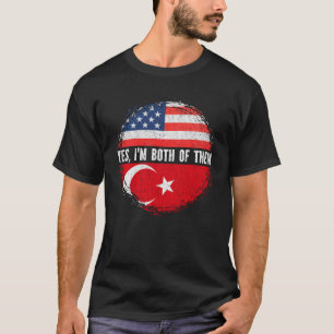 Camiseta Meio americano Meio turco EUA Bandeira Turquia