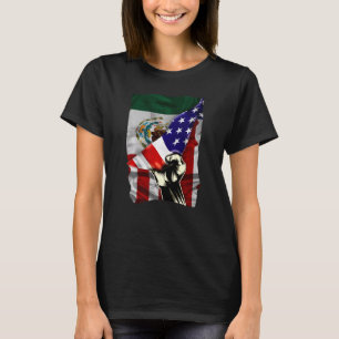 Camiseta Meio Bandeira Americana Raízes Mexicanas Bandeira