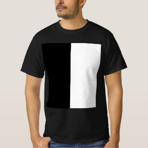 Camiseta meio branco meio preto, meio preto meio branco