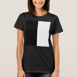 Camiseta meio branco meio preto, meio preto meio branco