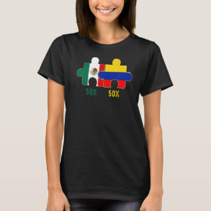 Camiseta Meio Colombiano Mapa de Bandeiras mexicanas Amor M