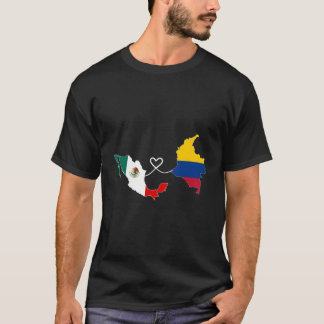 Camiseta Meio Colombiano Mapa de Bandeiras mexicanas Dna Me