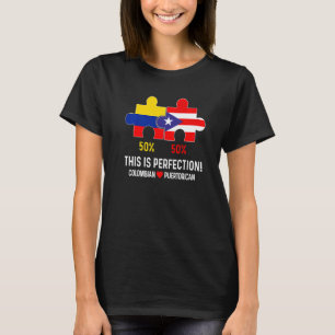 Camiseta Meio Colombiano Meio Bandeira Porto-Riquenha Mapa