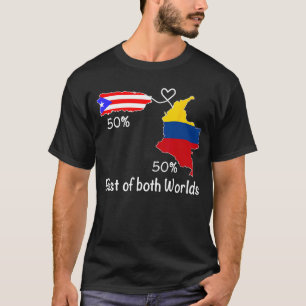 Camiseta Meio Colombiano Meio porto-riquenho Mapa de Bandei