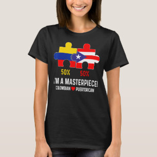 Camiseta Meio Colombiano Meio porto-riquenho Mapa de Bandei