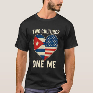 Camiseta Meio Cubano Meio Americano Bandeira EUA Cuba Améri