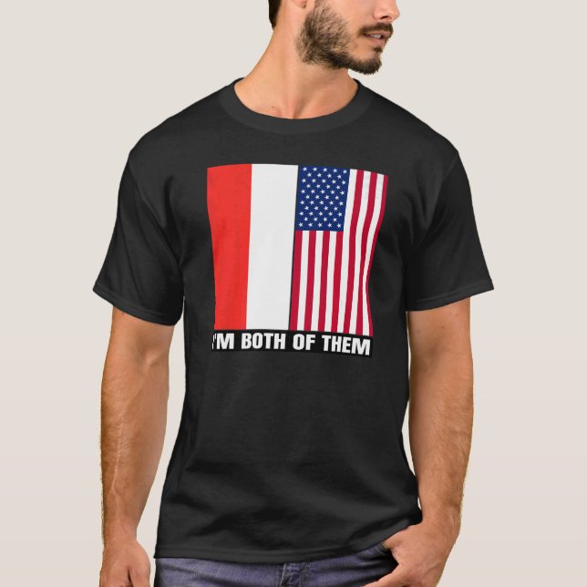 Camiseta Meio indonésio metade do patrimônio indonésio amer (Frente)