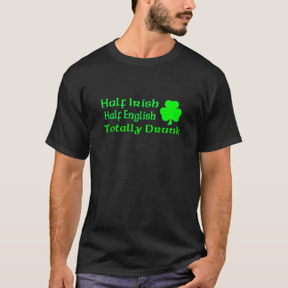 Camiseta Meio meio inglês irlandês totalmente bêbedo
