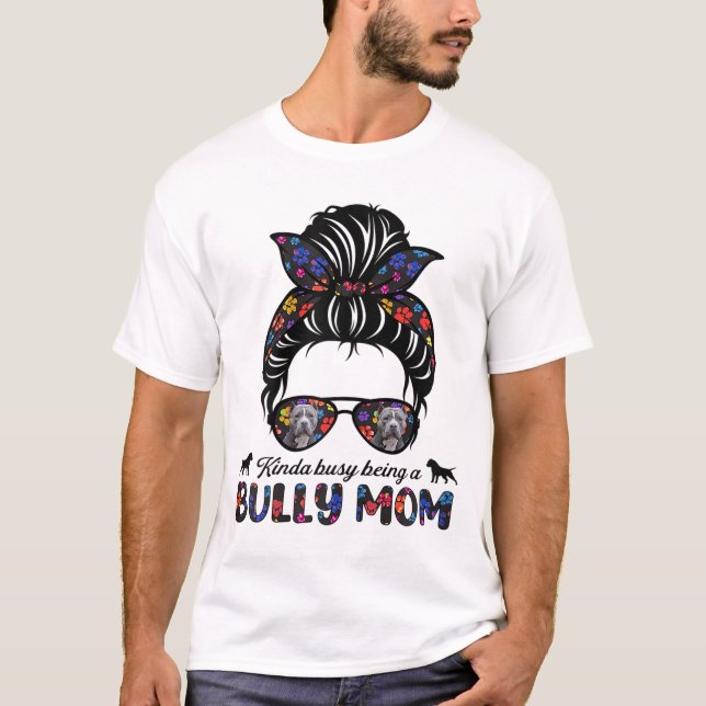 Camiseta Meio Ocupado Sendo Um Burro Americano Mãe Cabelo M (Frente)