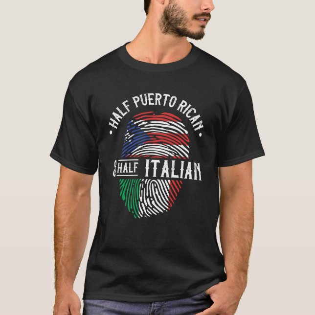 Camiseta Meio Porto-Riquenho E Meio Patrimônio Da Bandeira  (Frente)