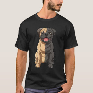 Camiseta Meio Preto Pug Meio Fawn Pug Preto E Branco