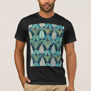 Camiseta Meio século Atômico cai padrão verde azul