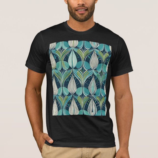 Camiseta Meio século Atômico cai padrão verde azul (Frente)