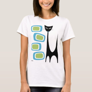 Camiseta Meio século Atômico com Oblongues Verdes e Azuis