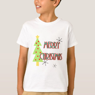 Camiseta meio século de Natal feliz azul-vermelho