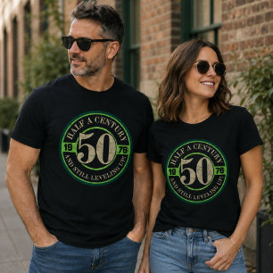 Camiseta Meio Século e Ainda Subindo de Nível Aniversário d