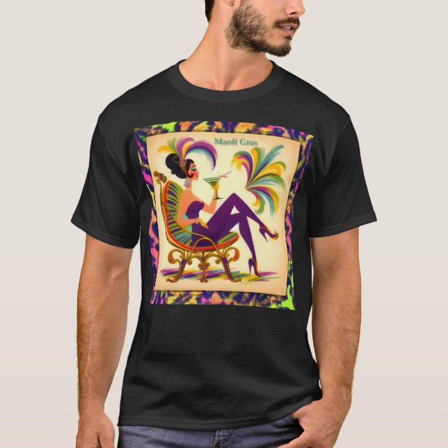Camiseta Meio século Mardi Gras Mulher De Um Martini (Frente)