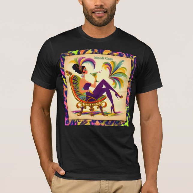 Camiseta Meio século Mardi Gras Mulher De Um Martini (Frente)