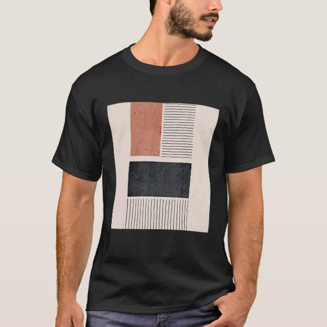Camiseta Meio século Mens Boho Abstrato Shapes Modern 2 (Frente)
