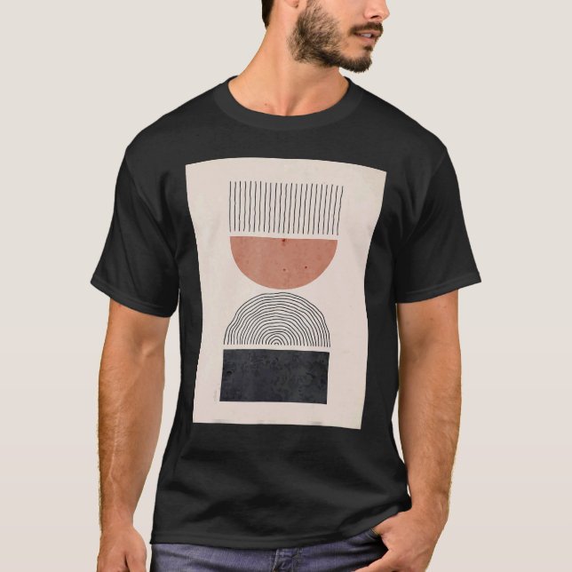 Camiseta Meio século Mens Boho Abstrato Shapes Modern 5 (Frente)
