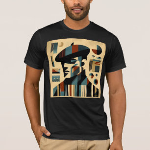 Camiseta Meio século Modern Art Man Vestindo Beret