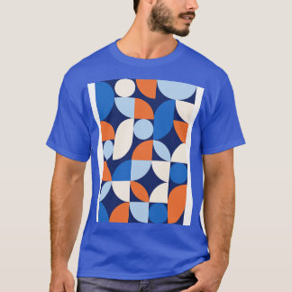 Camiseta Meio século Moderno Abstrato 26 Azul Apricot