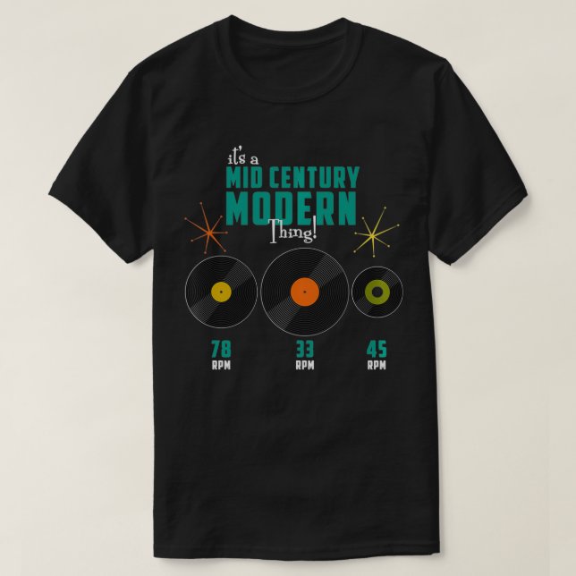 Camiseta Meio século moderno de vinil registra 33, 45, 78 R (Frente do Design)