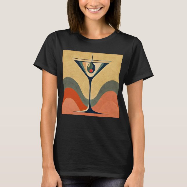 Camiseta Meio século moderno "pimento azeitona martini wave (Frente)