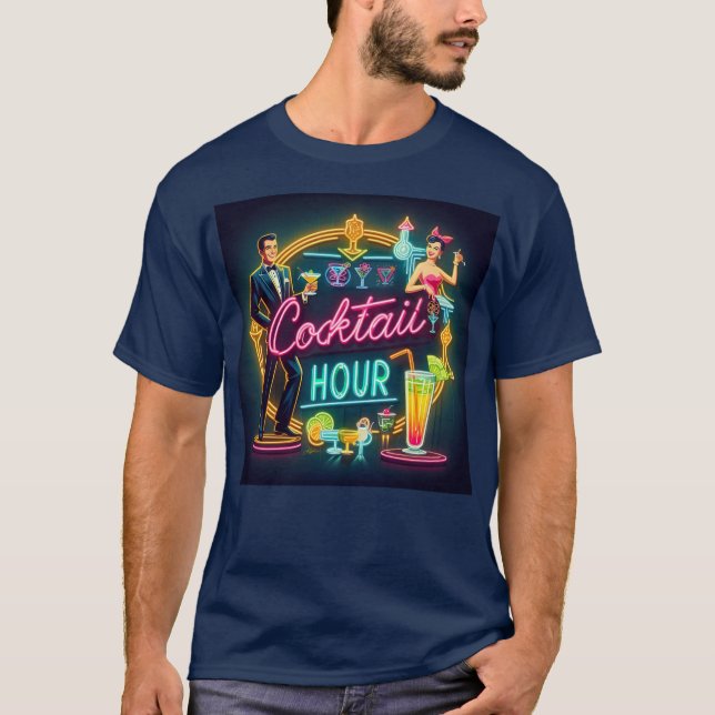 Camiseta Meio século Neon Sign Cocktail Casal (Frente)