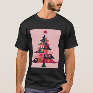 Camiseta Meio século Rosa Kitsch Boho Patchwork T Natal