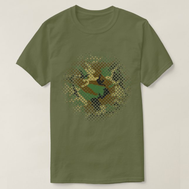Camiseta Meio-tom do padrão Woodland Camo (Frente do Design)