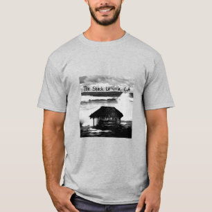 Camiseta Meio- tom preto e branco da pilha em um