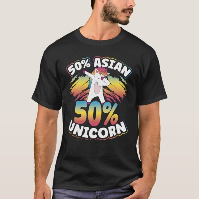 Camiseta Meio Unicórnio Asiático De Impressão Secundária (Frente)