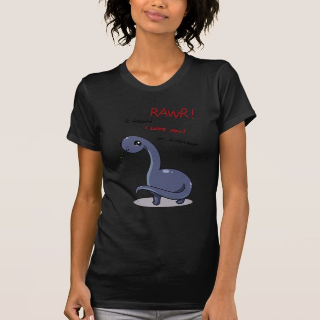 Camiseta meios do rawr do brontosaurus eu te amo (Frente)