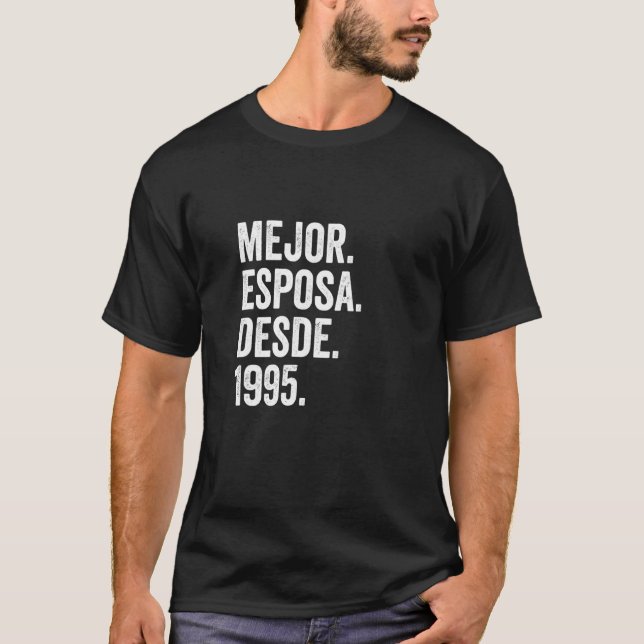 Camiseta Mejor Esposa Desde 1995 27º Aniversário de Casamen (Frente)