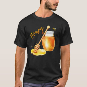 Camiseta Mel Jar Cute Bee Voando Dia de as Bruxas engraçado