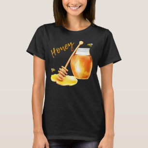 Camiseta Mel Jar Cute Bee Voando Dia de as Bruxas engraçado
