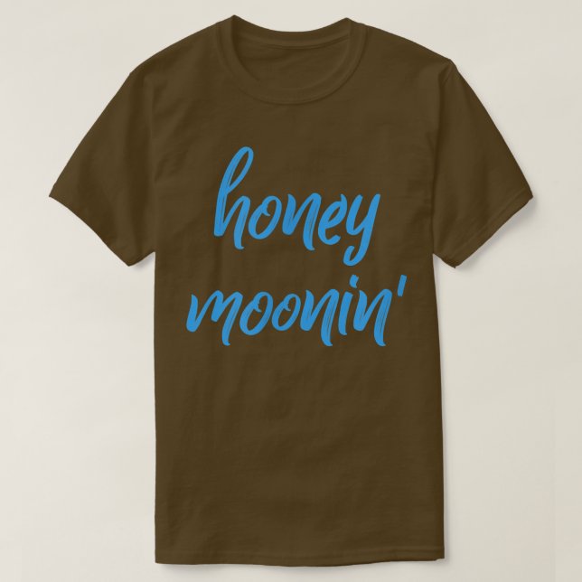 Camiseta Mel Lua Azul Pincel Lua de mel Casais (Frente do Design)