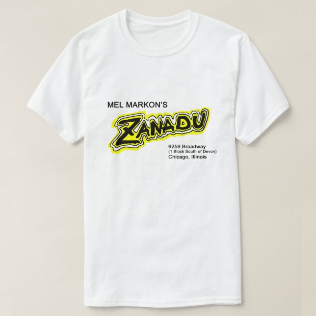 Camiseta Mel Markon's, Zanadu, Chicago, Ilinóis (Frente do Design)