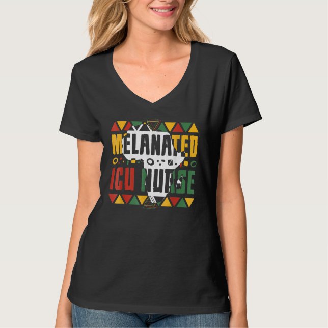 Camiseta Melanated ICU Nurse Black History Month Intensive  (Frente)