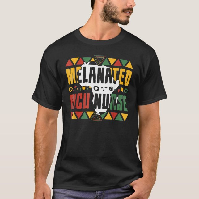 Camiseta Melanated PICU Nurse Black History Month Afro Amer (Frente)