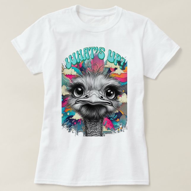 Camiseta Melancholy Rainbow Ostrich Women's Tee (Frente do Design)