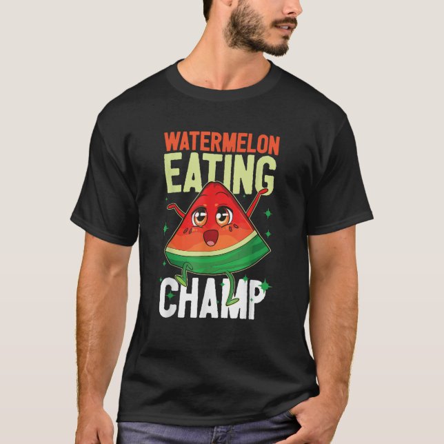 Camiseta Melancia Comendo Champ Melon Fruta Tropical (Frente)