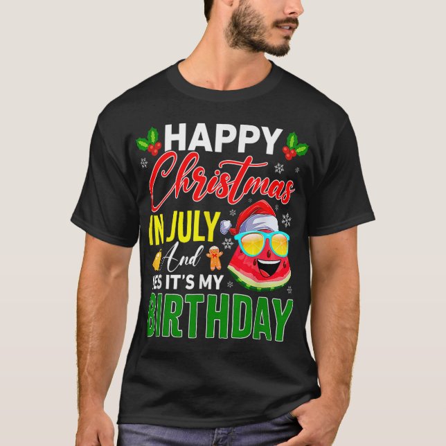 Camiseta Melancia Feliz Natal Em Julho _ Sim É Meu B (Frente)