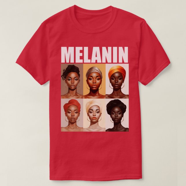 Camiseta Melanin Afrocentric Black Pride Afro Women (Frente do Design)