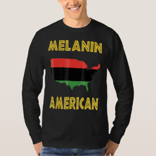 Camiseta Melanin American Flag Usa Map Black