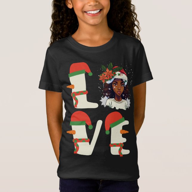 Camiseta Melanin Christmas Love Black Girl Magic Sista T-Sh (Frente)