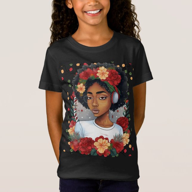 Camiseta Melanin Christmas Winter Black Girl Magic Sista (Frente)
