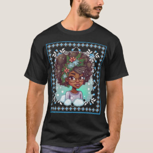 Camiseta Melanin Christmas Winter Black Girl Magic Sista