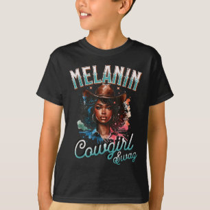 Camiseta Melanin CowGirl African Melanin Usa Flag Swag Bla